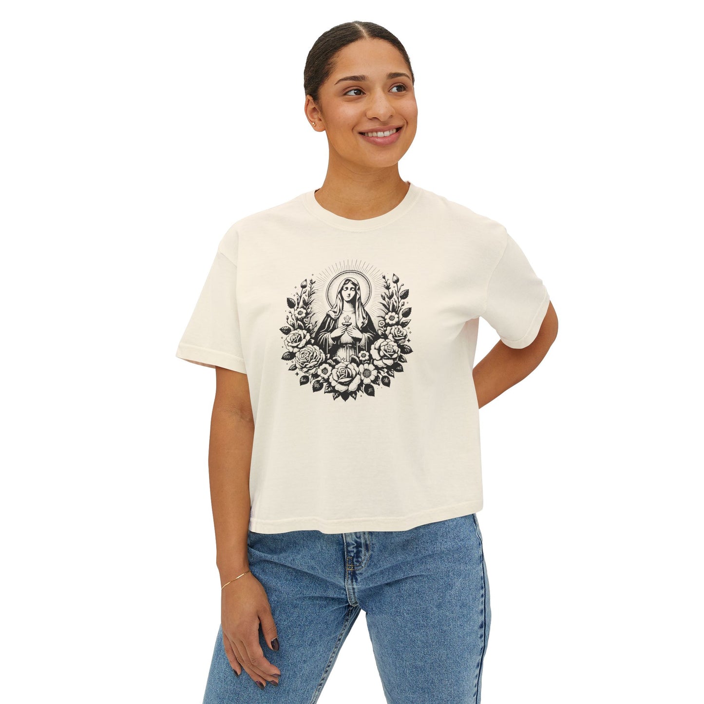 Womens Virgen Mary Boxy Shirt