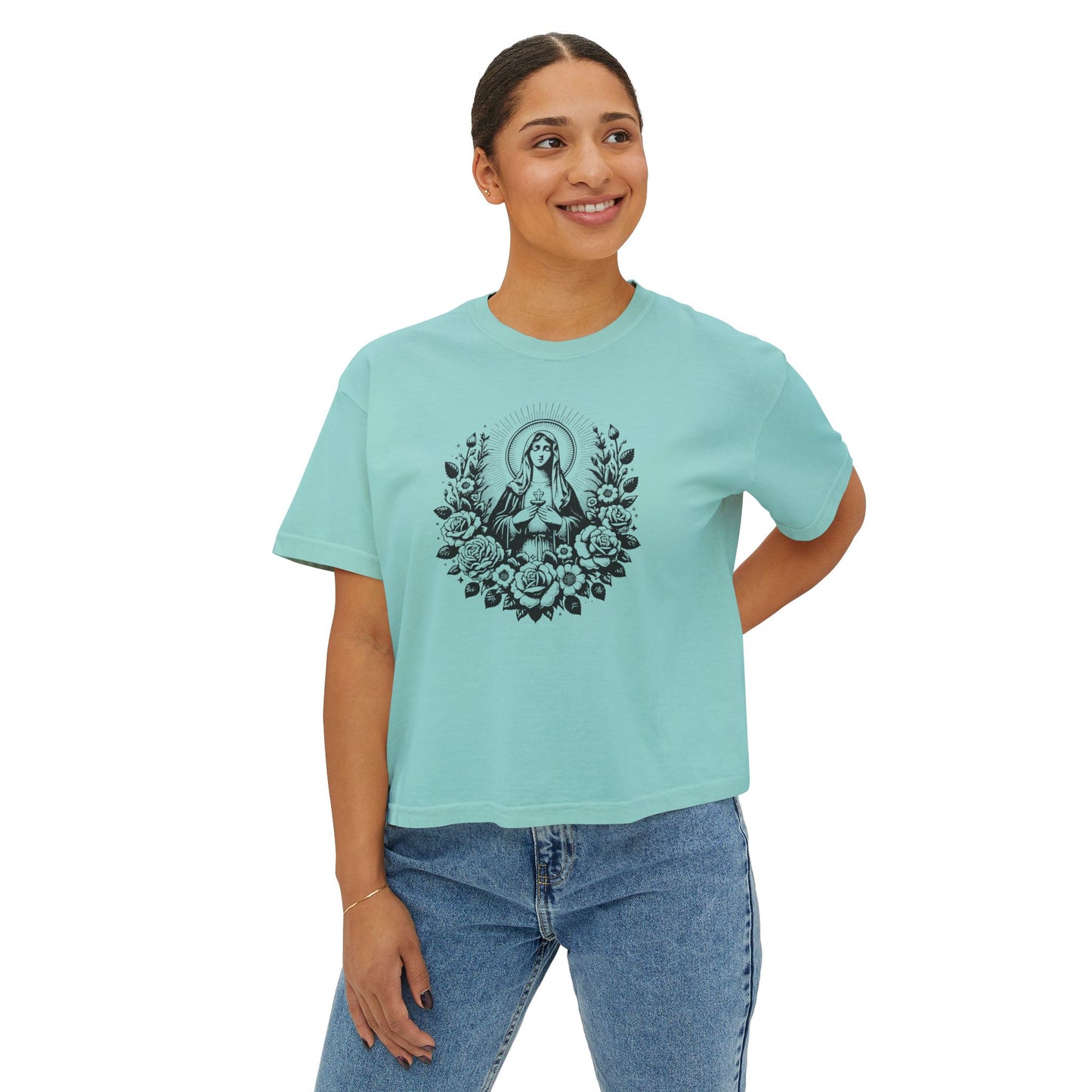 Womens Virgen Mary Boxy Shirt